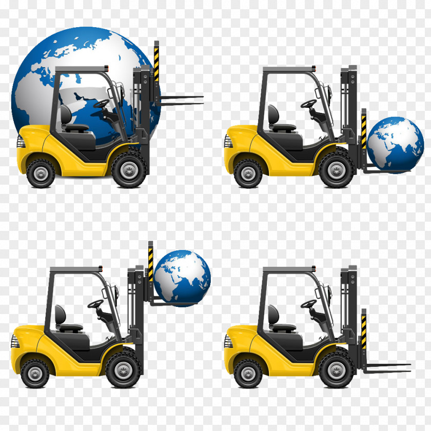 Forklift Globe Icon Image Logistics Freight Transport Cargo PNG