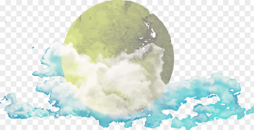 Vector Hand Painted Watercolor Moon Painting Computer File PNG