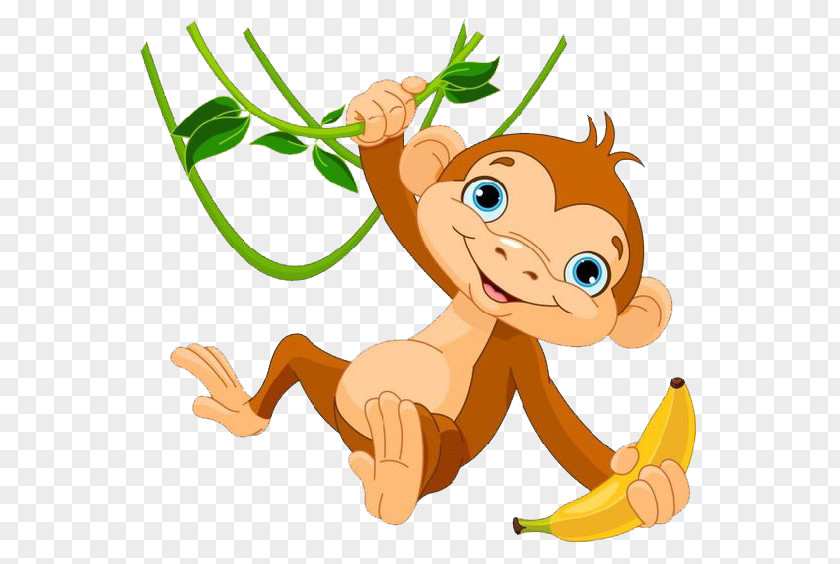 Cartoon Monkey Get Banana Baby Monkeys The Evil Clip Art PNG