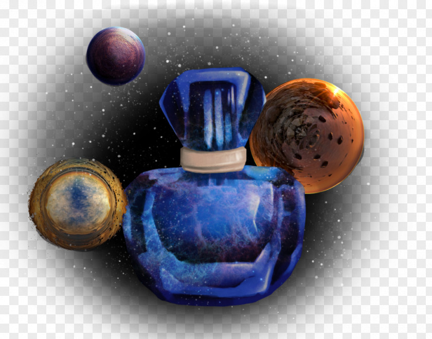 Perfume Glass Bottle Cobalt Blue Liquid PNG