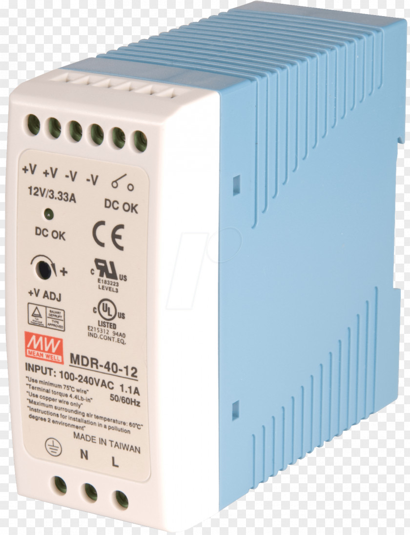 Power Supply Unit Converters MEAN WELL Enterprises Co., Ltd. Switched-mode MDR-60-24 Mean Well PNG