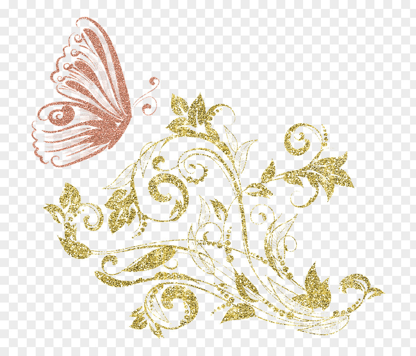 Gold Flower Butterfly Effect PNG