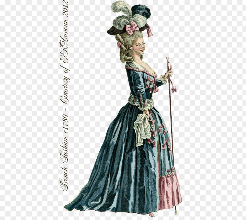 18th Century Baroque Rococo France Fashion Plate PNG