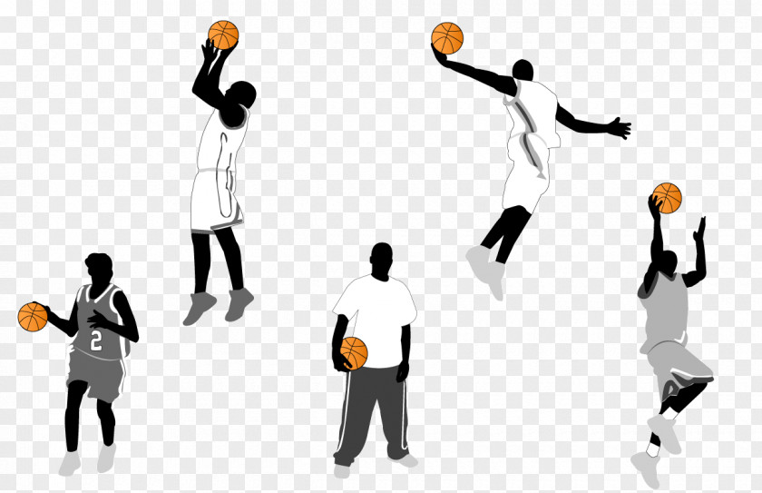 Action Sports Basketball Silhouette Vectors Clip Art PNG