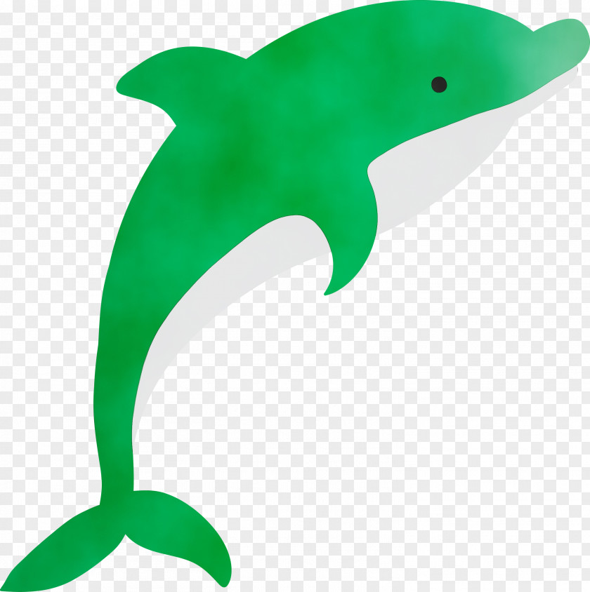 Dolphin Bottlenose Fin Green Animal Figure PNG