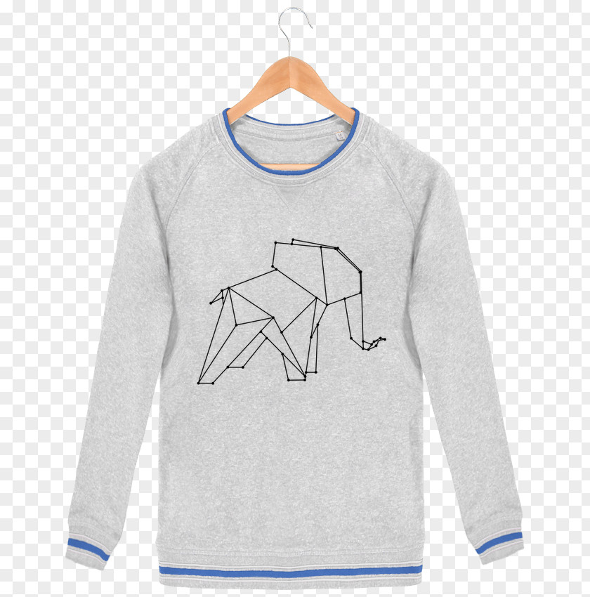 Gray Origami T-shirt Hoodie Bluza Sleeve Collar PNG