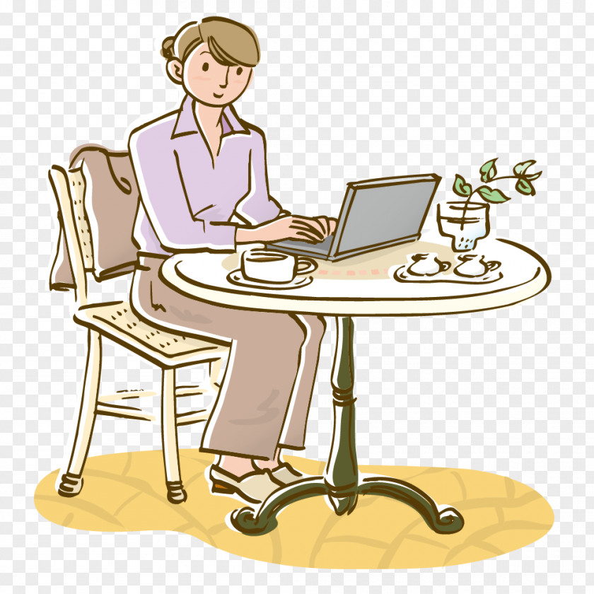 Women Using The Computer Laptop Illustration PNG