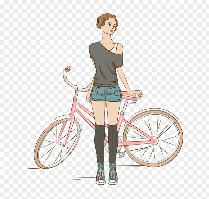 Cycling Woman Bicycle Drawing Photography Illustration PNG