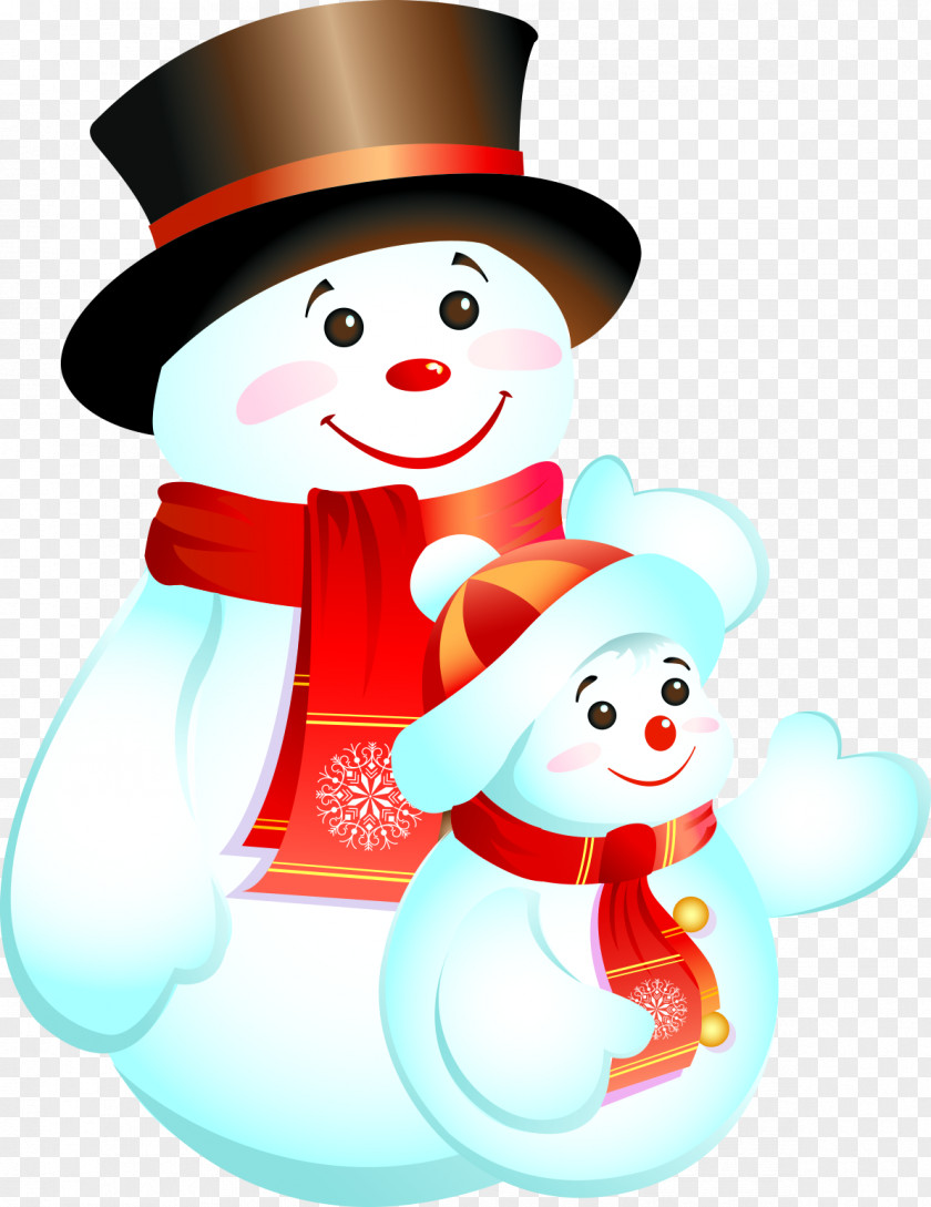 Lovely Hand-painted Red Winter Snowman Pull Material Free Santa Claus Christmas Reindeer PNG