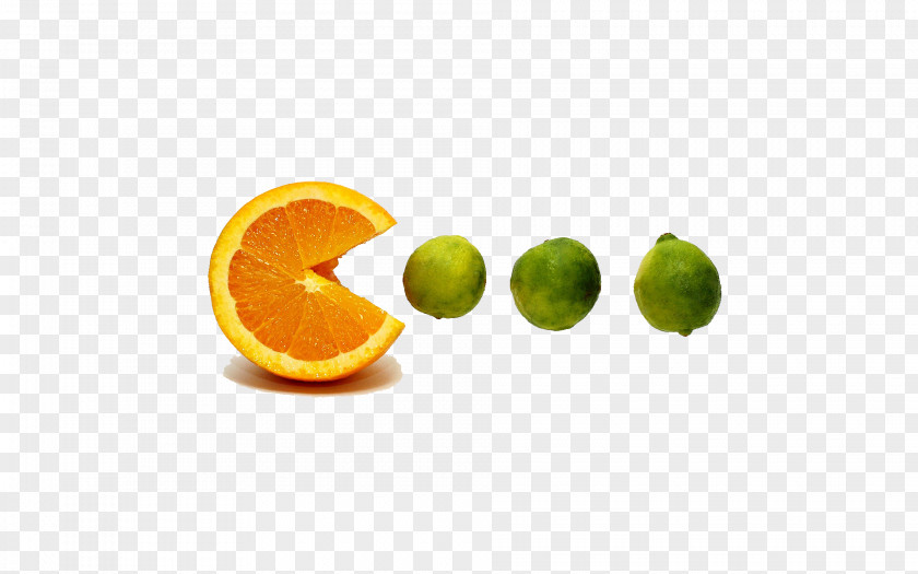 Orange Pac-Man Meyer Lemon Lime Wallpaper PNG