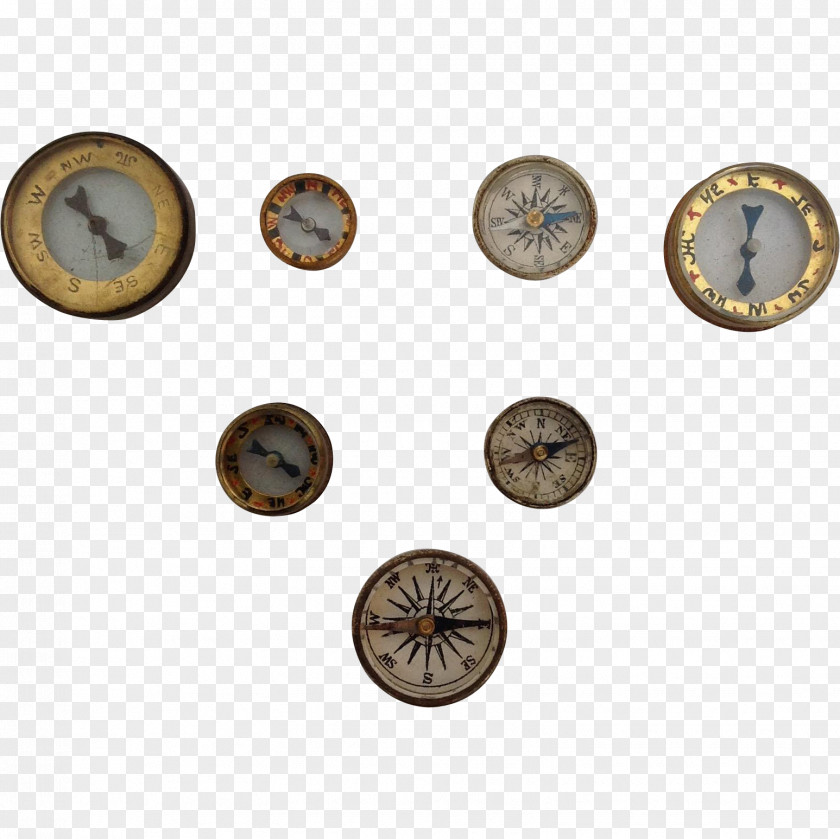 Compass 01504 Silver Metal Button Brown PNG