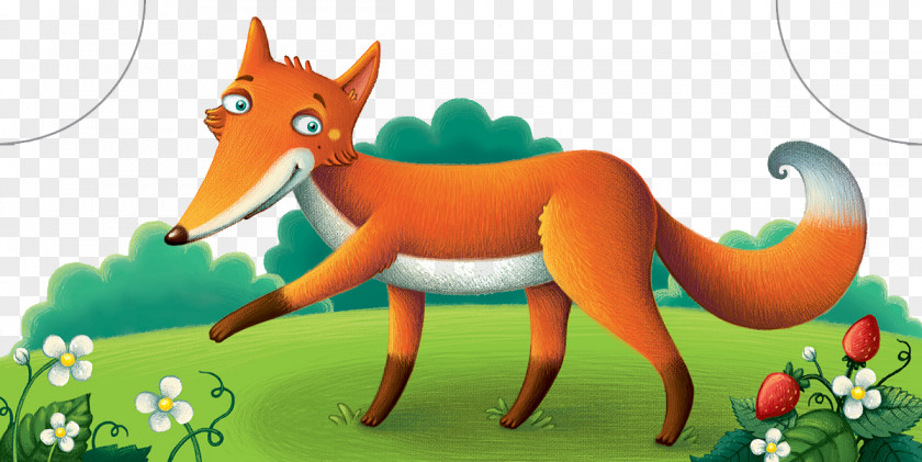 Exquisite Hand-painted Fox Walks Cartoon Drawing Illustration PNG