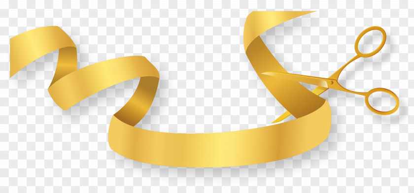 Golden Ribbon Scissors PNG