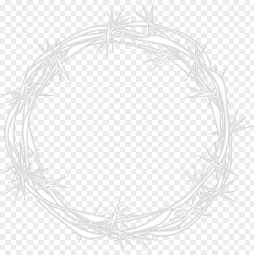 Thorny Crown Vector Black And White Circle Pattern PNG