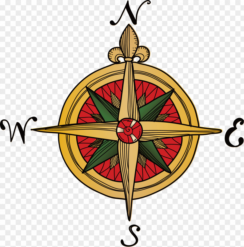 Retro Hand-painted Compass Tattoo Download PNG