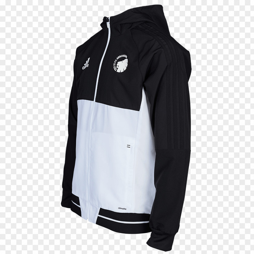 Adidas Black Jacket With Hood F.C. Copenhagen FCK Fanshop Sleeve Shoulder PNG