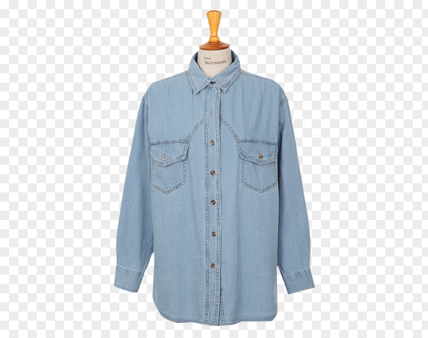 Denim Pocket Blouse Long-sleeved T-shirt PNG