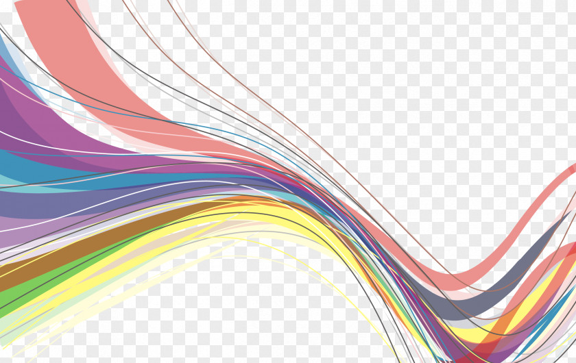 Rainbow Wave Line Decorations Color PNG