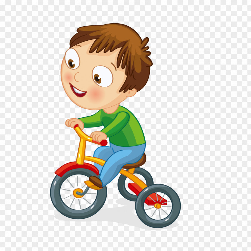 Boy On Bike Clip Art Bicycle Motorized Tricycle Child PNG
