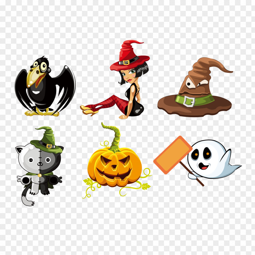 Halloween Painted Cartoon Clip Art PNG