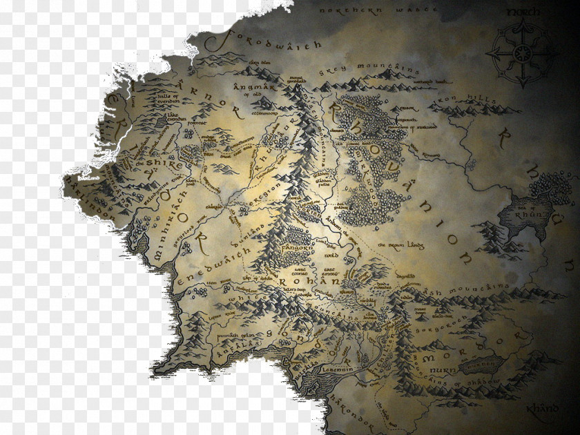 Old English Maps The Lord Of Rings Hobbit A Map Middle-earth PNG