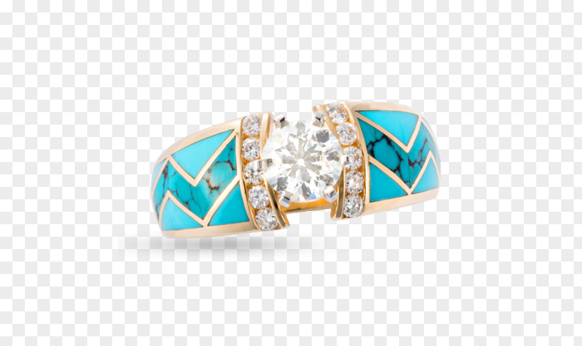 Ring Turquoise Santa Fe Goldworks Engagement Diamond PNG