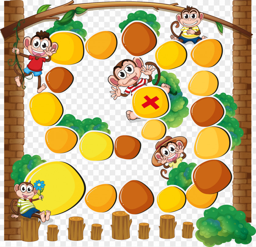 Little Monkey Maze Chart Labyrinth PNG