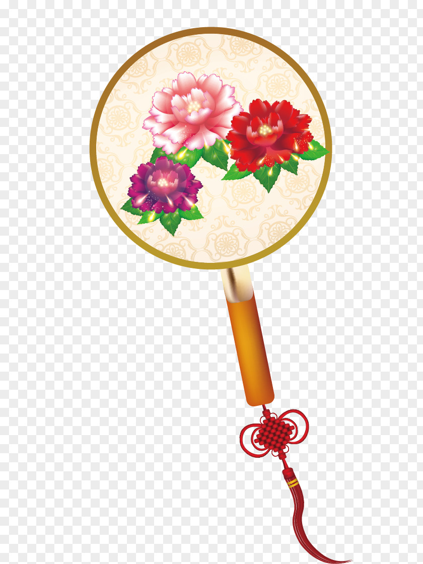 Silk Fan Paper Hand Chinoiserie PNG