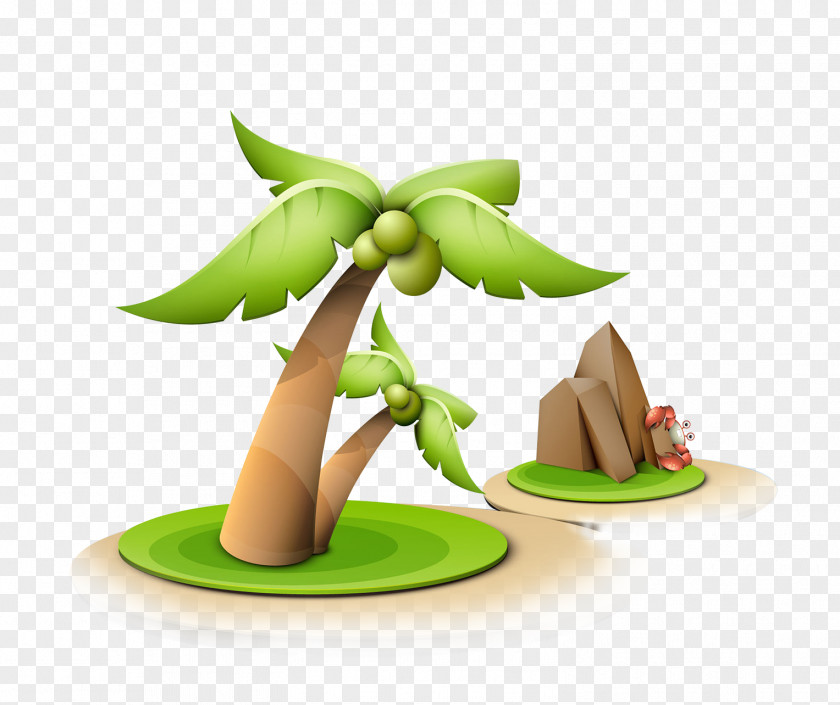 Cartoon Green Coconut Illustration PNG