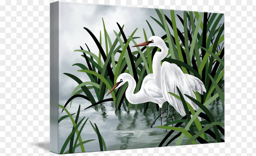 Egret Poster Design Bird Painting Fine Art Mute Swan PNG