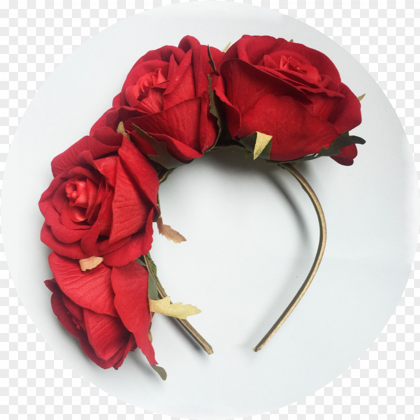 Garden Roses Turban Headband Gold Flower PNG