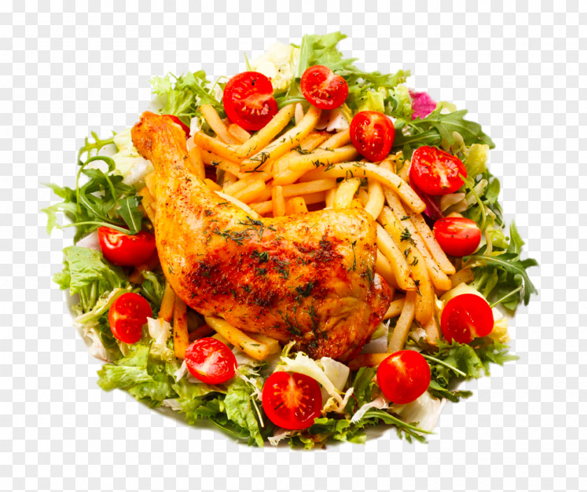 Barbecue Platter Fried Chicken French Fries Cherry Tomato Roast PNG