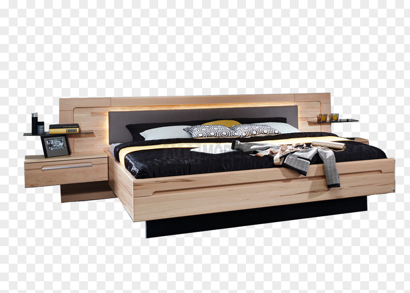 Bed Frame Bedside Tables Furniture Kernbuche PNG
