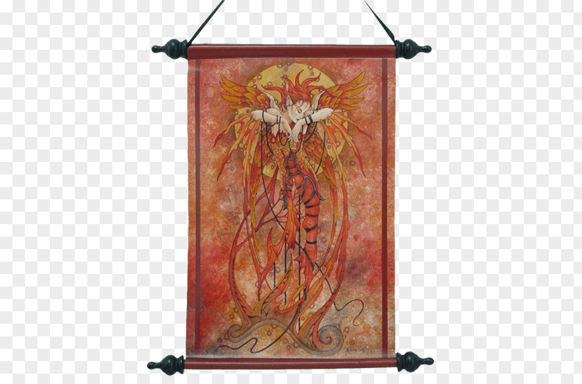 Phoenix Canvas Hanging Scroll Art PNG
