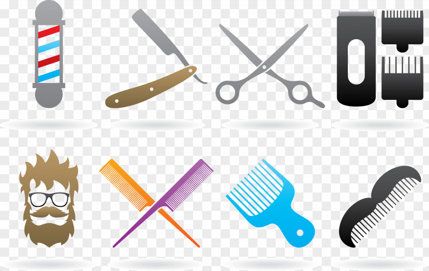 Vector Barber Tools Comb Scissors Logo Barbershop PNG