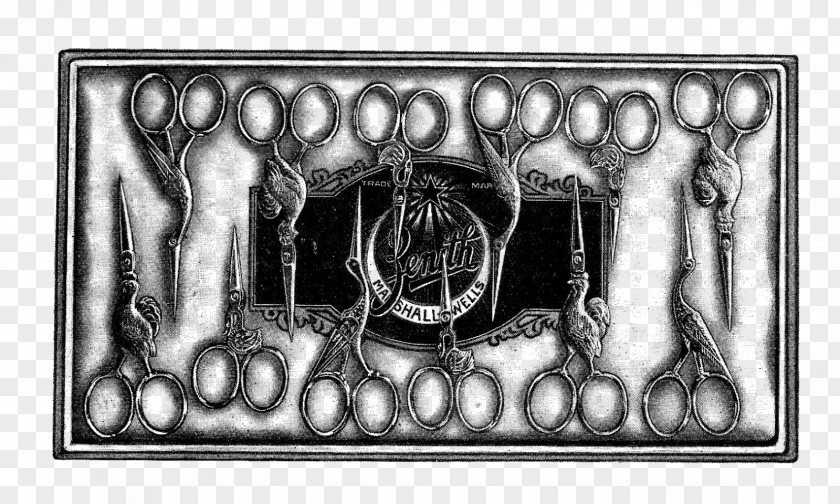 Vintage Shears Picture Frames Metal Bone Pattern PNG
