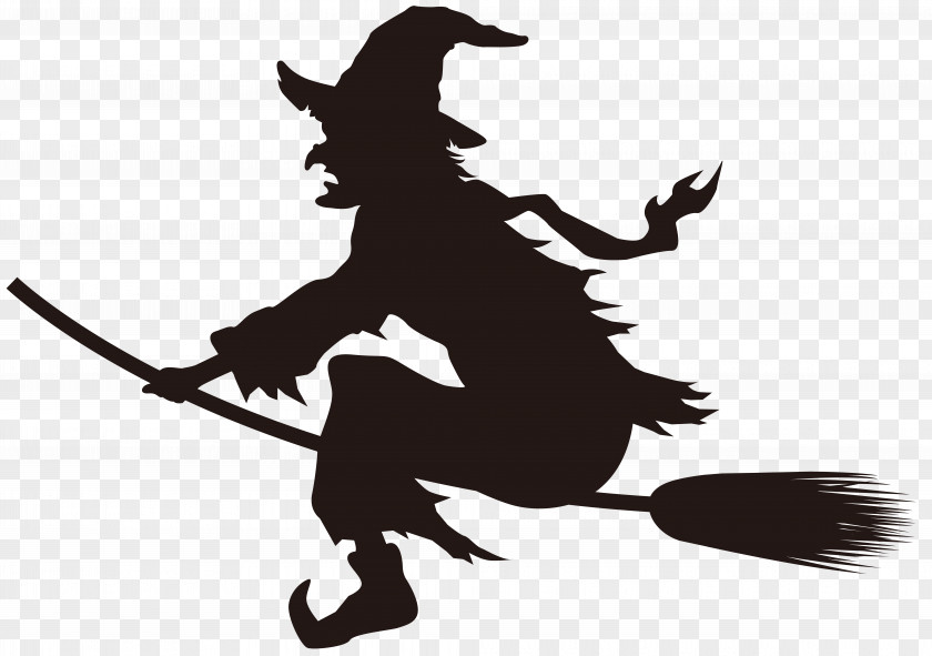 Halloween Witch On Broom Silhouette Clip Art Image Witchcraft PNG