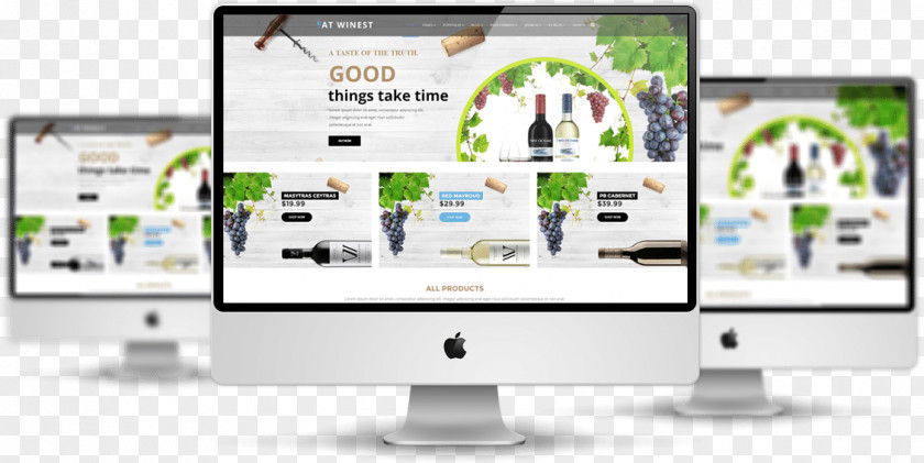 Wine Mockup Responsive Web Design VirtueMart Online Shopping Template PNG