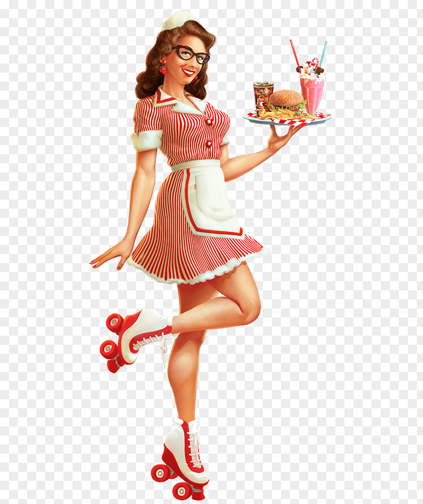 1950 American Diner PNG Diner, FIGLINE VALDARNO Hamburger CALENZANO Restaurant, pin-up girl, waitress carrying tray clipart PNG