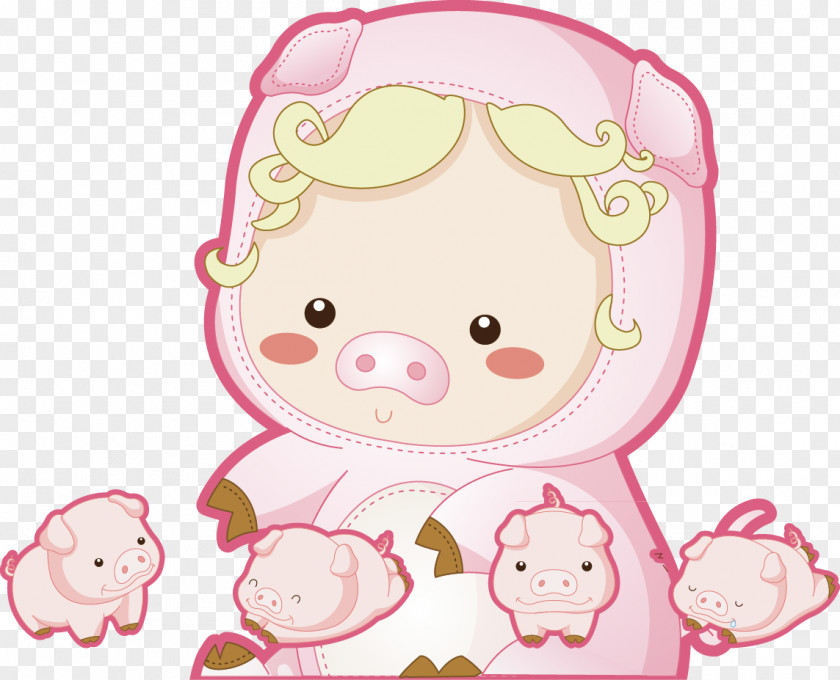 Mother Pig And Baby Euclidean Vector Clip Art PNG
