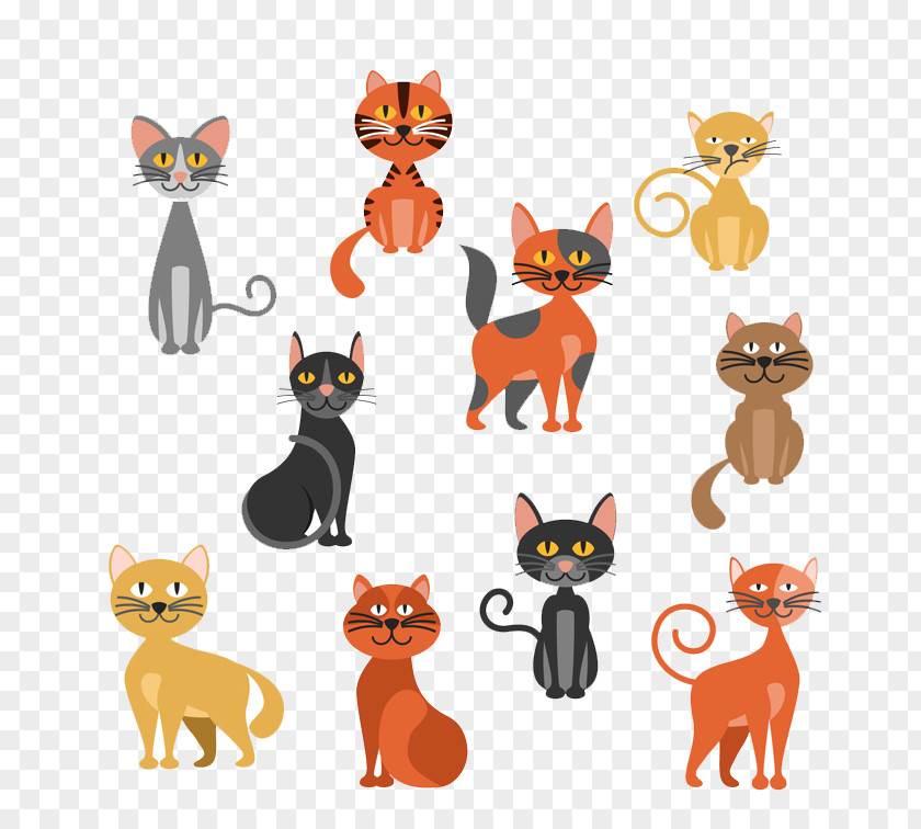 10 Models Cute Cat Design, Vector PNG