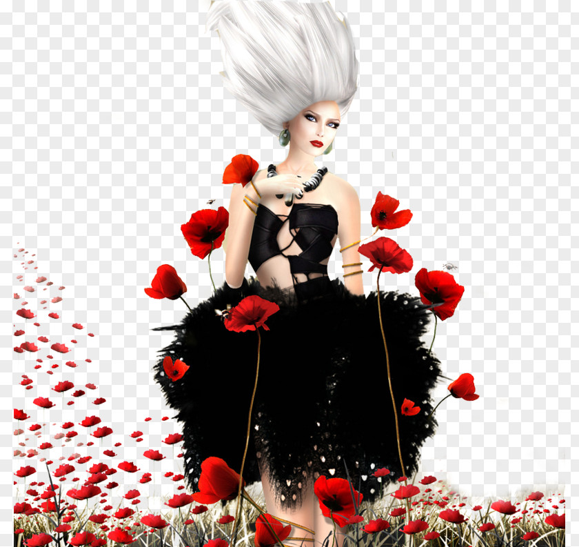 Beautiful Black Dress Woman PNG