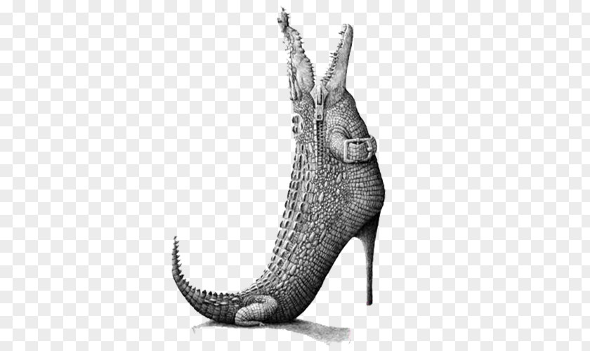 Crocodile High Heels Contour Drawing Art Animal Illustration PNG