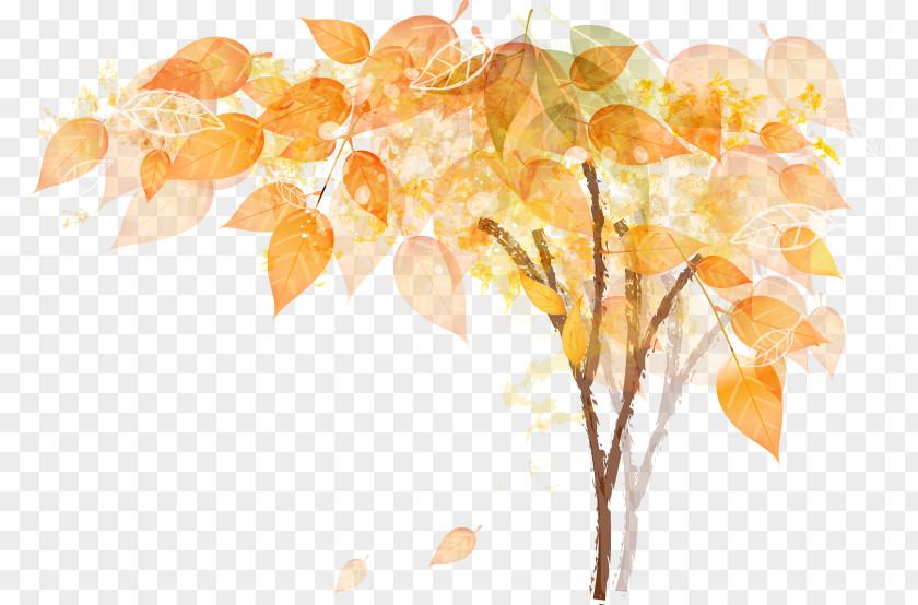 Cartoon Painted Autumn Leaves Drawing PNG
