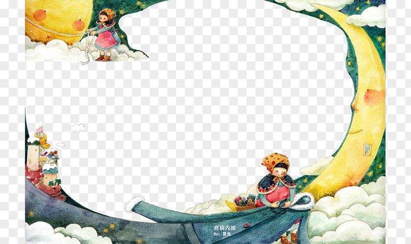 Moon Euclidean Computer File PNG file, The little girl on the moon border clipart PNG
