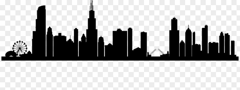 Silhouette Chicago Skyline Drawing PNG