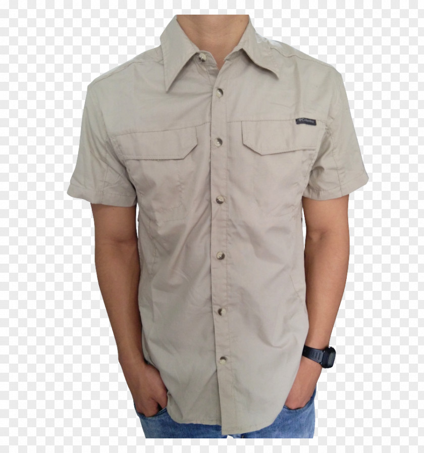 T-shirt Dress Shirt Beige Sleeve PNG