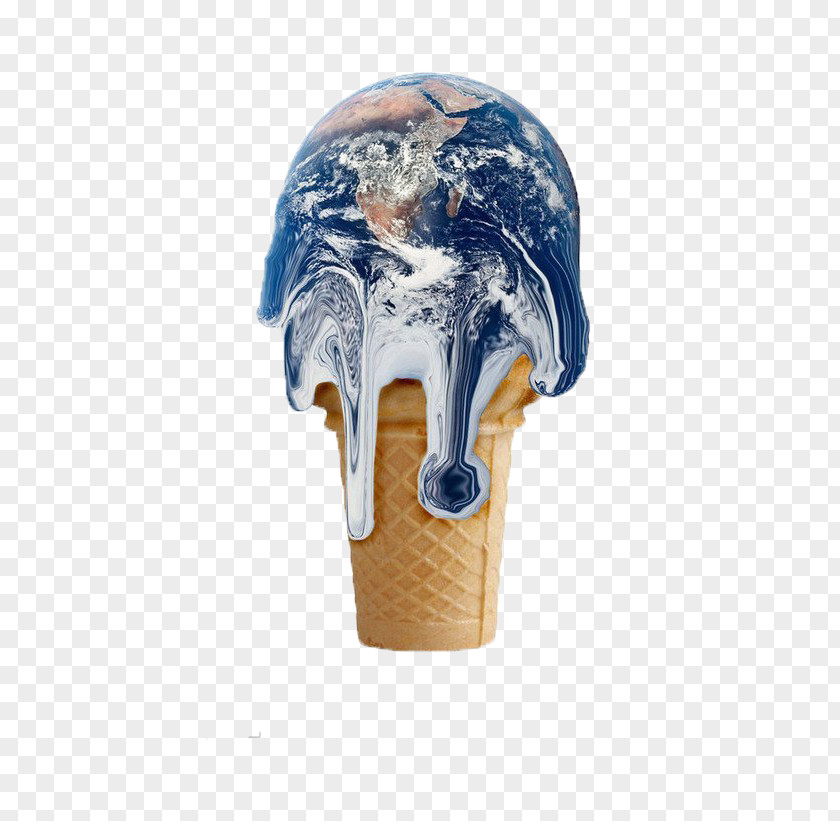 Earth Melting Ice Cream Global Warming Poster Climate Change Idea PNG