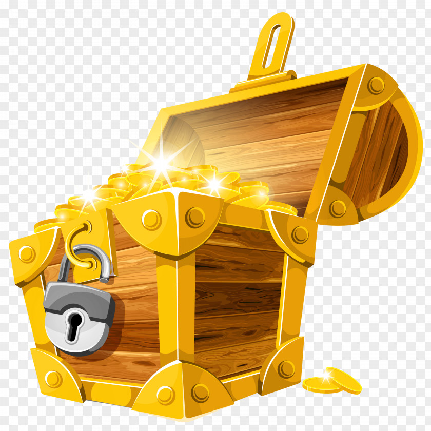 Open Chest With Lock PNG Lock, gold-colored chest box clipart PNG