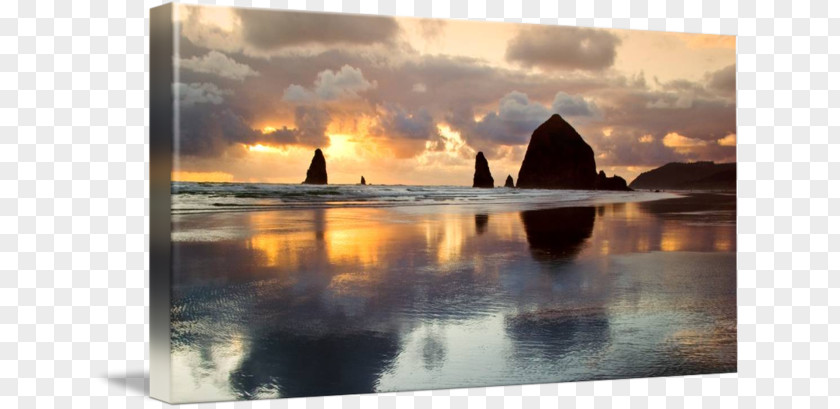 Beach Sunset Painting Gallery Wrap Cannon Canvas Desktop Wallpaper PNG